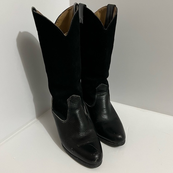 Vintage Black on Black All Leather Cowboy Boots - Size 8 - Picture 11 of 14